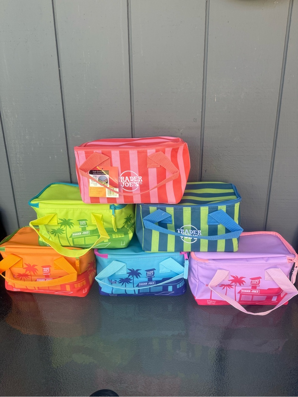 Trader Joe's Coral Stripe Insulated Lunch Tote
